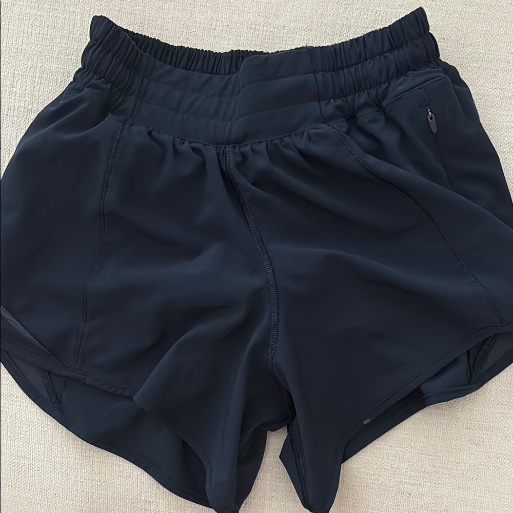 lululemon Navy Blue Low Rise 4 inch Hottie Hots